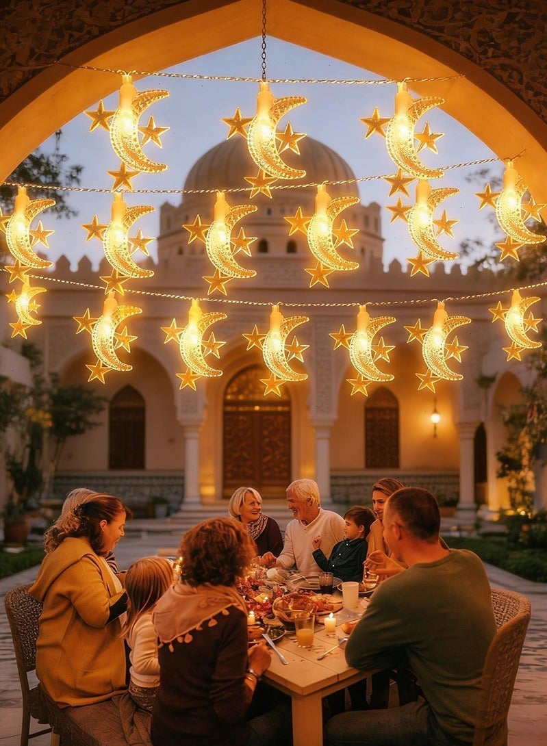 Topyich Ramadan Decorations, Ramadan Lights, 10M LED Ramadan Hanging Decorations for Home(Star and Moon Shaped) - Image 1